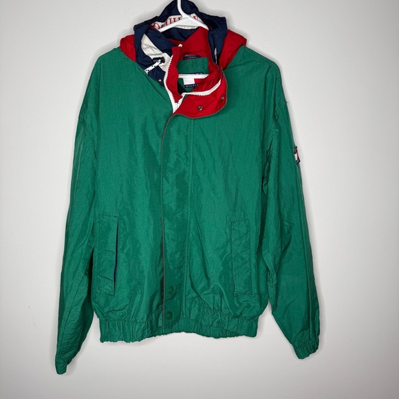 Vintage 90s Tommy Hilfiger Green and Red Windbreaker - Picture 3 of 5